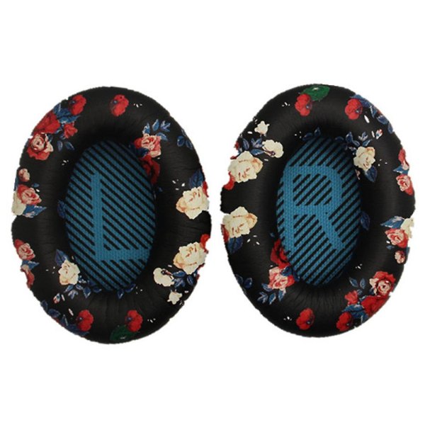 Vaihtokorvatyynyt Kuulokkeiden tyynyjen päälliset Bose Quietcomfort Qc2 Qc15 Qc25 Ae2 Qc35 kuulokemikrofonille Black Floral and Blue