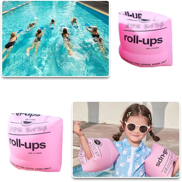 2 st Uppblåsbara Armpuffar Flytärmar (Rosa)