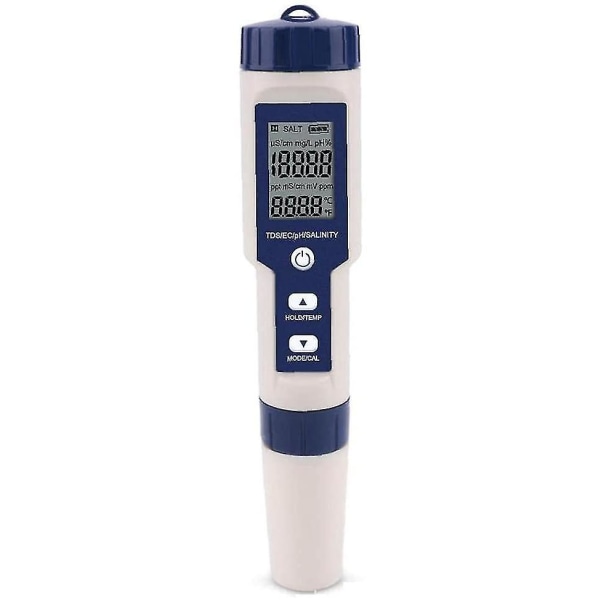 5 i 1 digital måler, Tds / Ec / Ph / Salinitet / Temperatur Vandkvalitetsovervågningstester