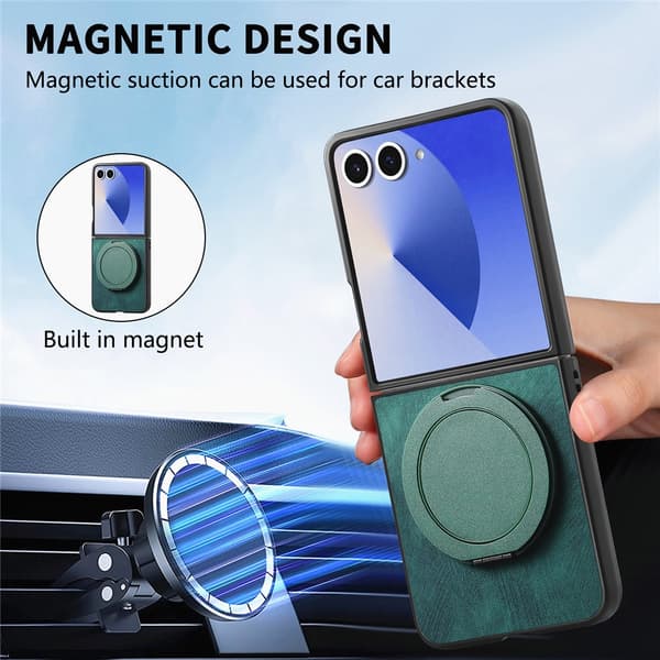 Etui til Samsung Galaxy Z Flip 7, med svingbart stativ Green