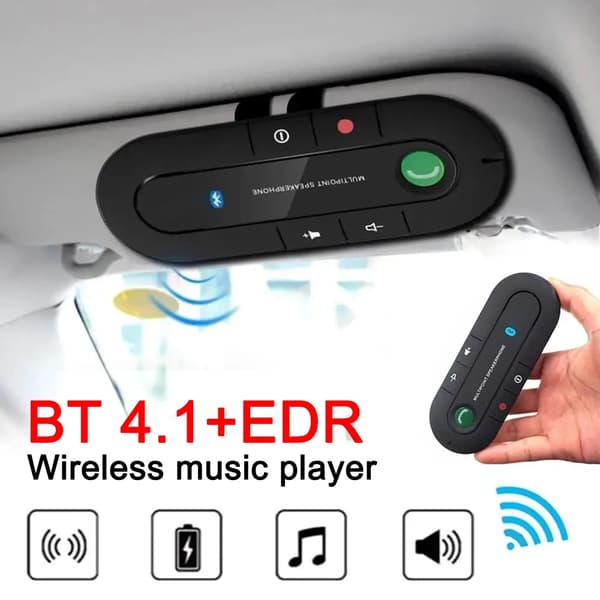 Bilhøjttalertelefon, Solskærm Bluetooth 4.2 Håndfrit Lydkit (Sort)