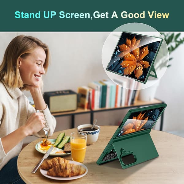 Etui til Samsung Galaxy Z Fold 7, PC-ripe med stativ Black