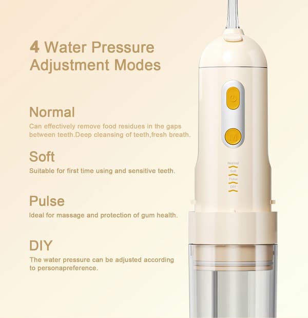 Oral Irrigator - 200 ml vandtank med 4 dyser, til ortodontisk, blå