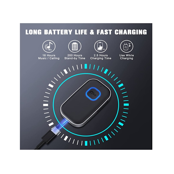 Bluetooth-vastaanotin, Bluetooth Aux -sovitin autoon, 3,5 mm Aux Bluetooth 5.0 -musiikkivastaanotin Can-toiminnolla,