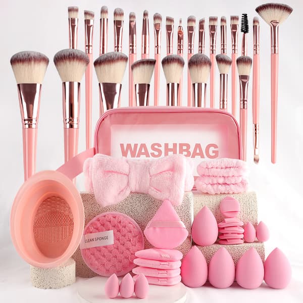 Sminkborstset Rosa (51-pack)