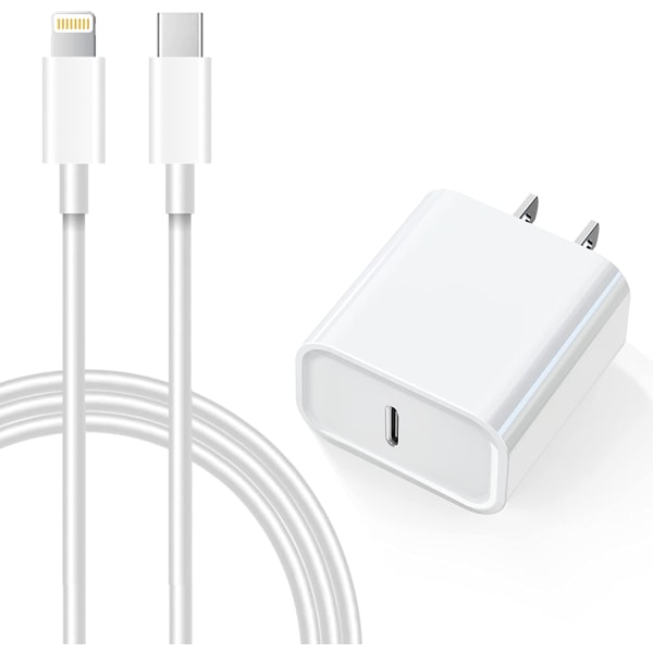 20W PD-adapter med 6FT Type-C til Lightning-kabel Kompatibel med iPhone 13 12 Pro Max Mini 11 Xs XR X 8 Plus og mere US