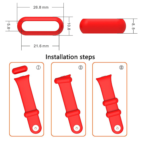 10 kpl Xiaomi Smart Band 8 Pro -rannekkeen pidikettä, silikoniset pidikkeet, lenkit, rannekkeen kiinnityssormus Wine red Xiaomi Smart Band 8 Pr