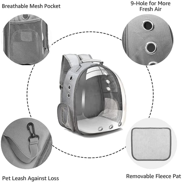 Pet Cat Hund Ryggsäck Stora valp bärväskor Space Capsule Grey