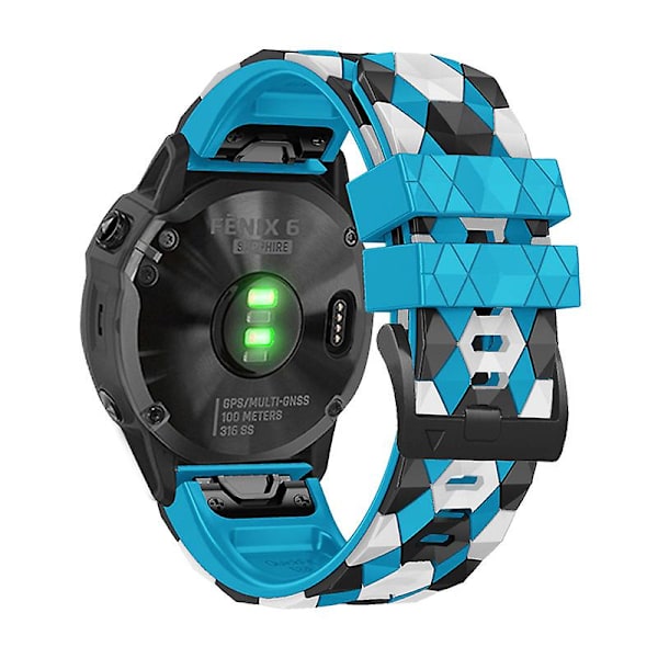 For Garmin Fenix 7/Descent G1/Epix Gen2 Silikone Urrem Fodboldmønster 22mm TPE Urrem Sky Blue