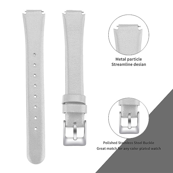 Fitbit Inspire / Inspire HR -älykellolle tarkoitettu rannehihna, ylin nahkakerros, koko L - 6,7-8,1 tuumaa White