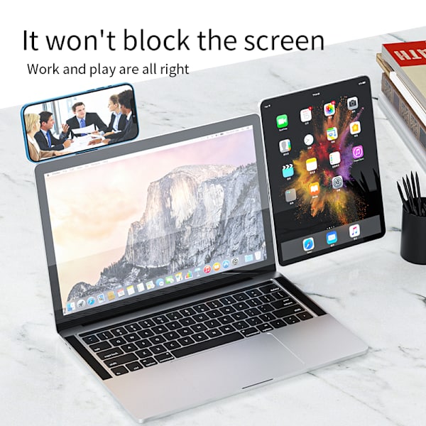 2-i-1 Laptop Udvidelsesstativ Notebook til iPhone Xiaomi Support til Macbook Air Pro Desktop Holder Computer Notebook Tilbehør white