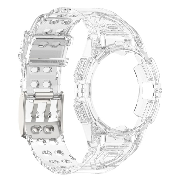 Silikone Watch Band Udskiftningsrem til Samsung Galaxy Watch4 44mm, med Integreret Urkasse Transparent