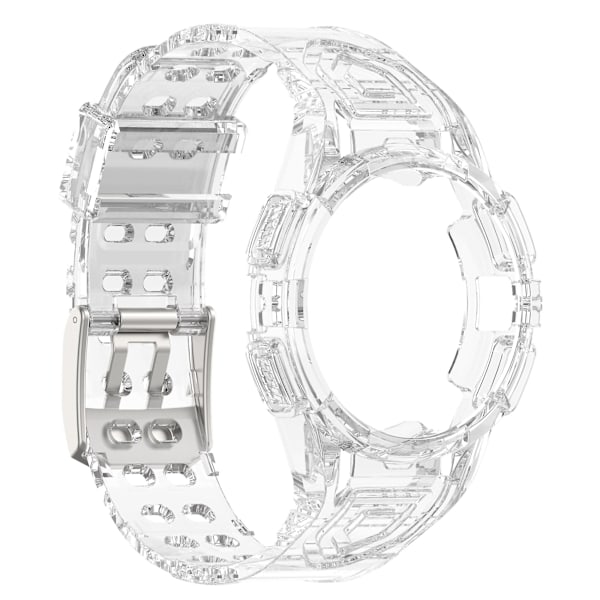 Silikoniranneke Samsung Galaxy Watch4 44mm -kellon rannekkeen vaihtohihna, jossa integroitu kotelo Transparent