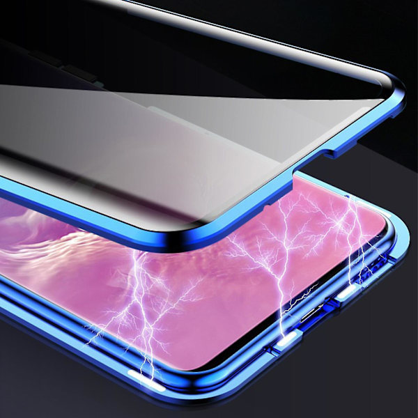 Anti-peep Magnetic Case kompatibel, dubbelsidigt cover härdat glas S22 Ultra Silver