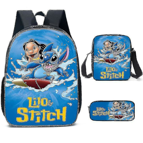 Lilo og Stitch Ryggsekk Gutter Jenter Tredelt Skolesekk Pattern 13