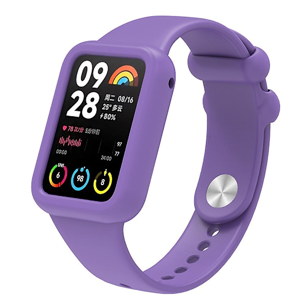 Blød silikoneetui til Xiaomi Smart Band 8 Pro, stødsikkert smartwatch-rammecover Purple