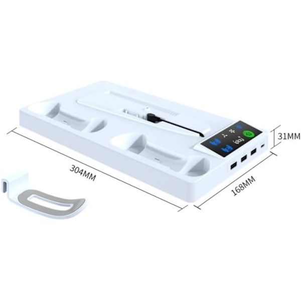 Køleventilator - Til Ps5 Kølestation Med Controller Opladningsfunktion (Hvid)