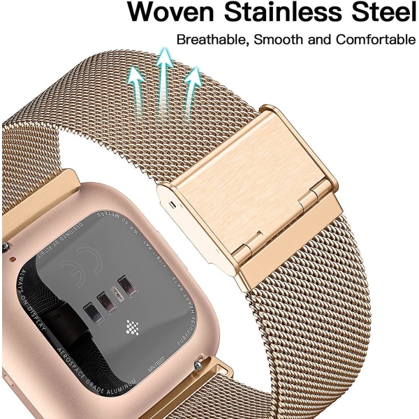 Fitbit Versa/fitbit Versa 2 Band För Dam Herr, Justerbar Rostfri Royal Gold