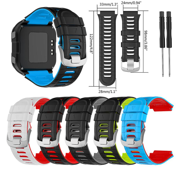 Silikarem för Garmin-föregångare 920xt Band Smartwatch Armband Loop Armband Black blue