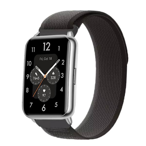 Nylonstropp for Huawei Watch Fit 2-båndstilbehør Alpine Loop-erstatning Klokkebånd Correa-armbånd Huawei Watch Fit2-rem Black-Gray
