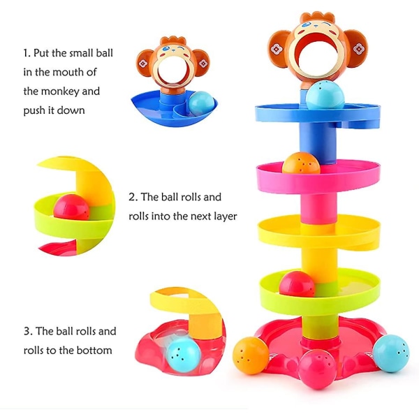 5-lagers boll Drop and Roll Swirling Tower Baby för 1 år gammal, toddler tidig utveckling