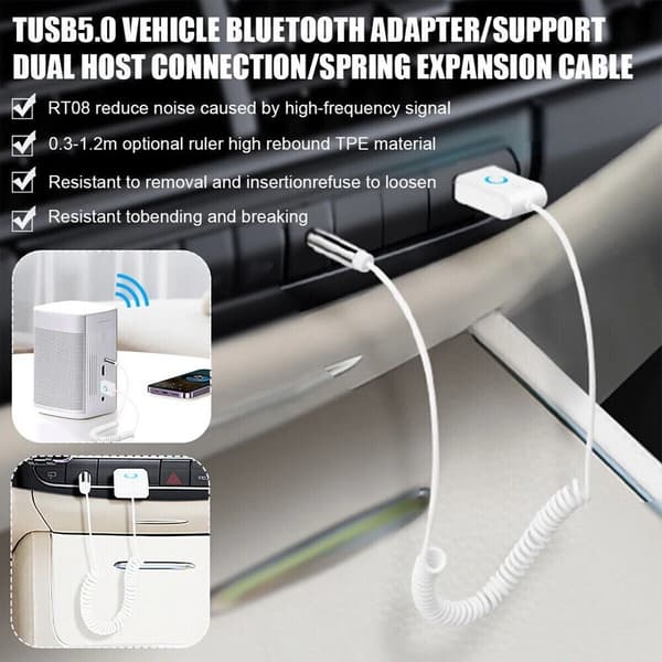 Bluetooth-vastaanotinsovitin USB 3,5 mm:n stereoliitäntä autoon Aux Bluetooth 5.0