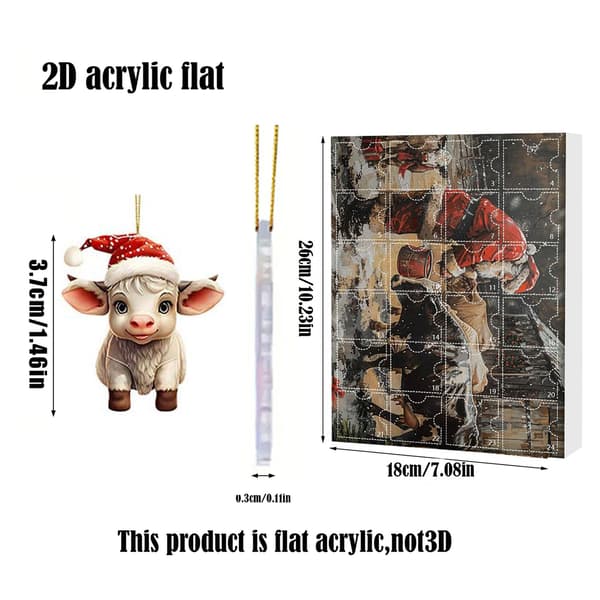 Julekalender Farm Yaks, 2D Akryl Nøglering, 24 Dages Nedtælling 5