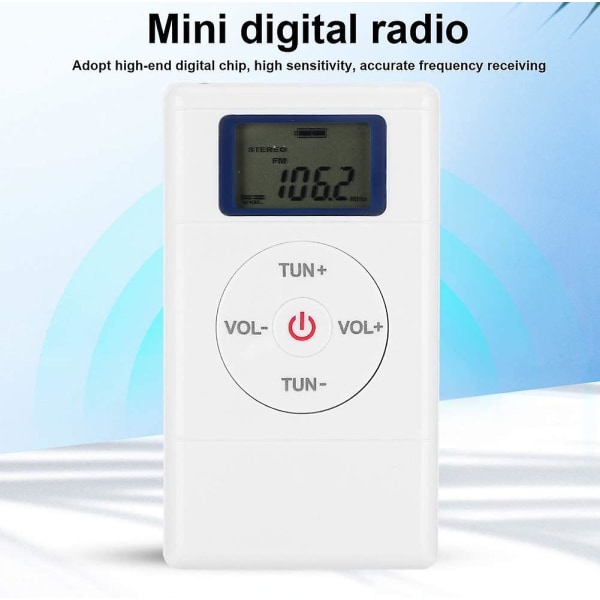 Mini digitaalisesti viritetty FM-radio audio Walkman-radiosoitin kaulanauhalla ja kuulokkeilla ladattava akku pieni taskuradio