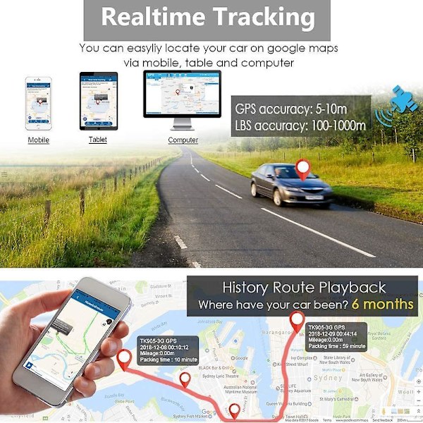 GPS TK905 är lämplig för bilar och lastbilar i realtid positionering stöldskyddsspårningsenhet vattentät GPS-lokalisator