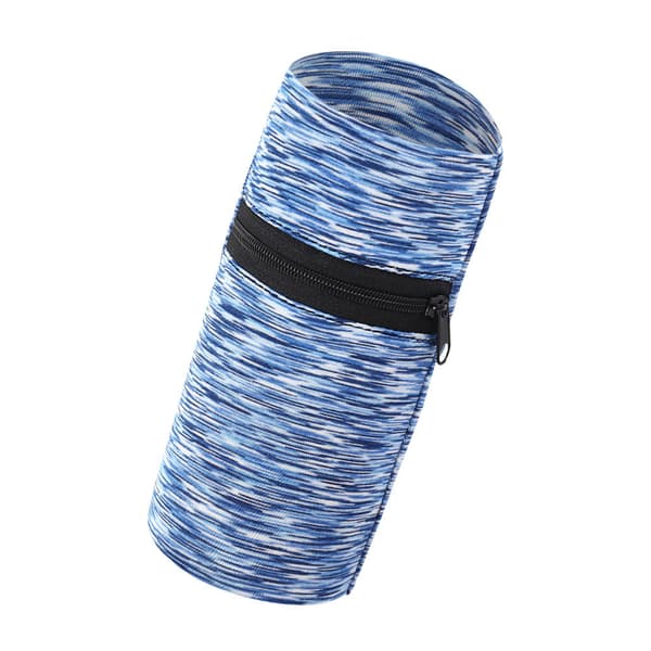 Høy Elastisk Løpeveske Til Håndleddet Med Glidelås (Blå Og Hvite Striper)