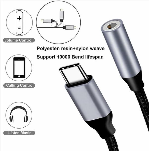 USB C til 3,5 mm jack, USB C 3,5 mm adapter, USB C Aux-adapter, USB C til 3,5 mm Aux lydadapter, USB C hodetelefonadapter