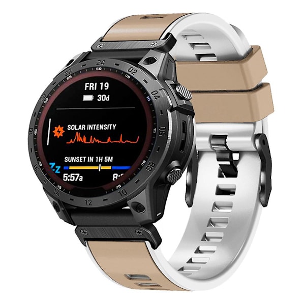Til Garmin Tactix 7 Pro/Tactix Delta Udskiftningsarmbånd Hurtigudløsning Dual-farve Blød Silikone Sport Watch Band Khaki    White