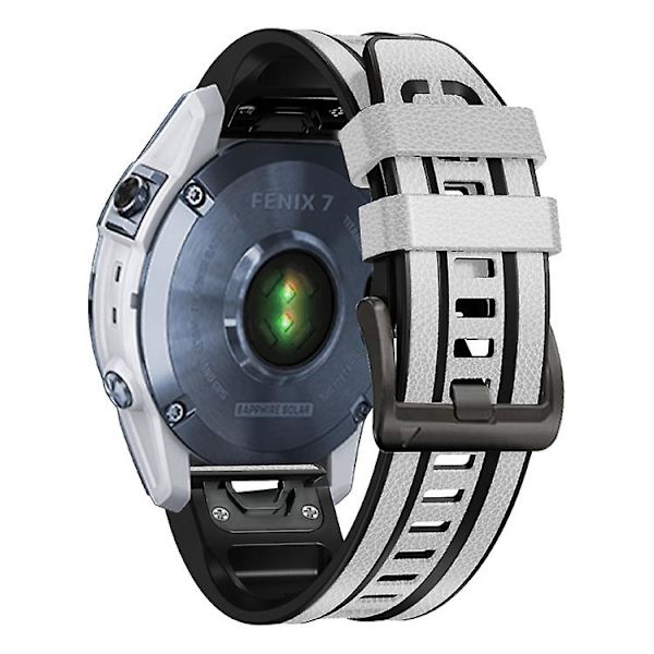 Til Garmin Fenix 7 Quick Release Silikone Læder Urrem HTK White