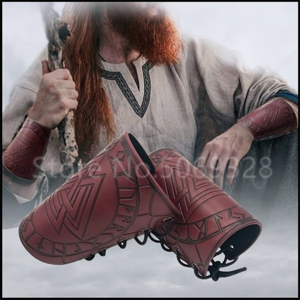 1 stk Cosplay rekvisitter i kunstskinn viking kostyme snøring arm panser mansjett korsstreng Steampunk middelalder hansske armbånd Black