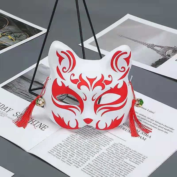 Fox Cosplay Mask Half Face Cat Mask För Julfest Kostym Japansk Kitsune Mask Kabuki Masquerade Cat 7