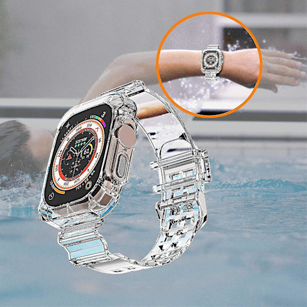 Håndleddsstropper for Apple Watch Ultra 49mm To-rads hull TPU Smart Watch Band Erstatningshåndleddsstropp I Transparent, Transparent Purpl G Apple Watch Ultra 49mm