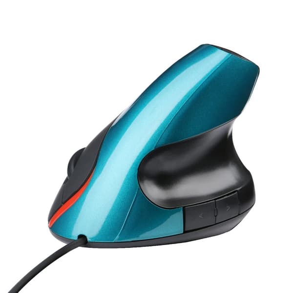Ergonomisk lodret mus, optisk USB-kablet mus 1600 DPI 5 knapper (blå)