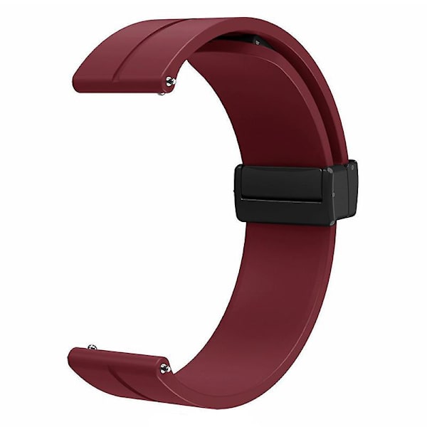 Magnetisk foldespenne 20mm silikonrem for Huami Amazfit Gtr Mini/ Gts 4/3/2 / Bip 3 Wine Red