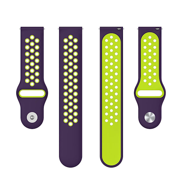 Dubbelfärgat justerbart silikonklockarmband 22 mm för Huawei Watch 3/Watch 3 Pro/Teal Purple O