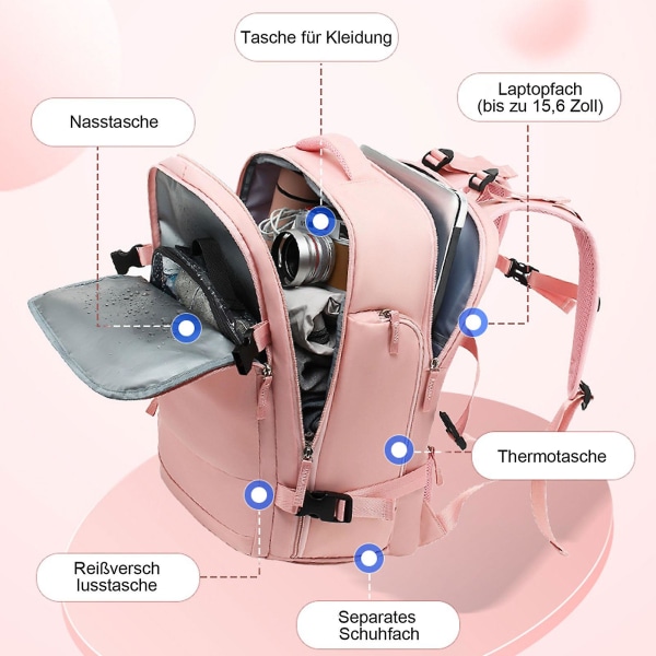 Bästa lätta reseryggsäck, casual datorväska, vandring utomhussport specialryggsäck Pink