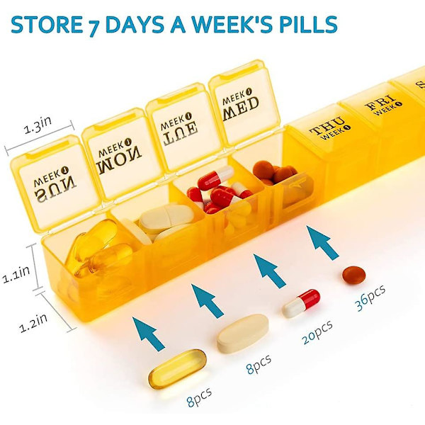 XL Large Pill Organizer 4 uger, 28 Day Pill Organizer ugentlig, Large