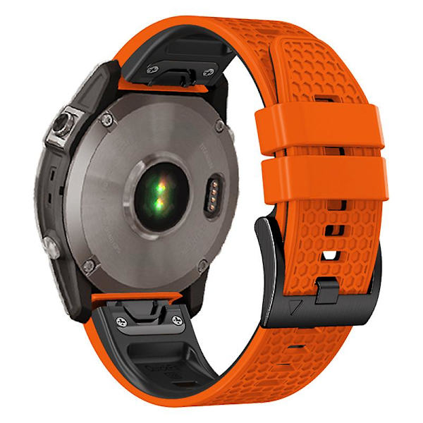 Dot Texture Silikonband för Garmin Tactix 7 Pro / Fenix 7x / 6x Pro / 5x Plus, 26mm Tvåfärgat Klockarmband Orange Black