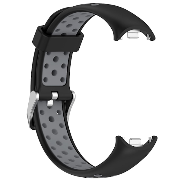 Dual-farvet silikoneurrem til Xiaomi Smart Band 8, med rustfrit stål-stik Black Grey