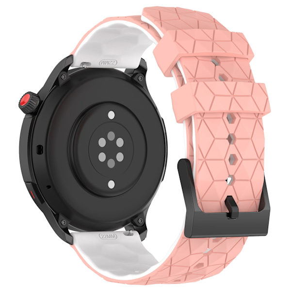 Klockarmband för Huami Amazfit GTR 4 46mm, fotbollsmönstrad tvåfärgad 22mm silikonklockarmband Pink  White