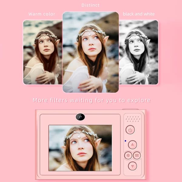 Digitalkamera 2,4 tommer Retro CCD Bærbart, 48 millioner pixels Autofokus (Pink) Pink