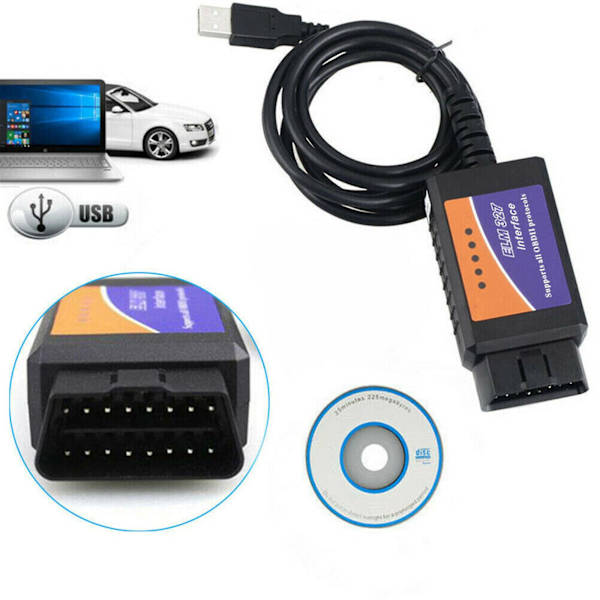 Elm327 Usb-grensesnitt Obd2 Bildiagnose-skannerkabel for Windows PC-datamaskin