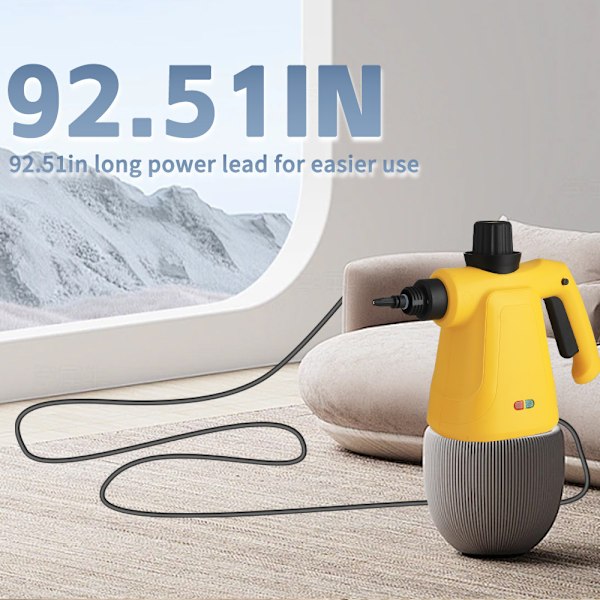 Steamrenser med 8 tilbehør – 1300 W, håndholdt enhet for rengjøring av gulv
