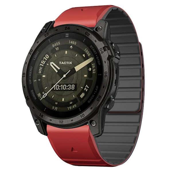 Til Garmin Fenix 5 / 5X / 6X / 7X Urrem 22mm Dual Color Silikone Smart Watch Rem Red  Black