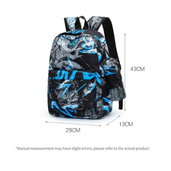 3-i-1 Ryggsekksett for barn med abstrakt graffititrykk Dark Gray