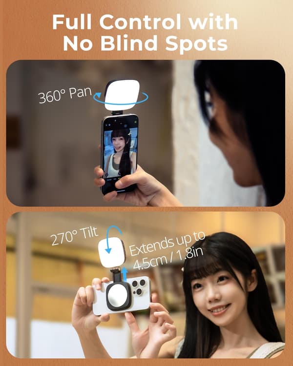 Magnetisk Selfielys For Iphone Med Speil (Svart)